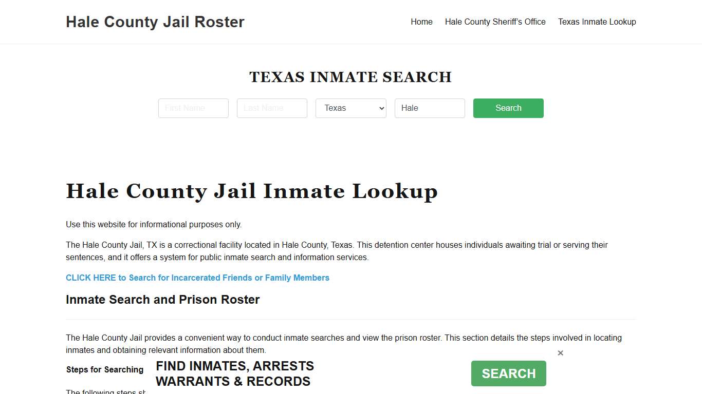 Hale County Jail Roster Lookup, TX, Inmate Search